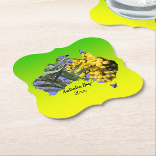 Bearbeiten Sie Text Australia Day Gum Leaf Wattle Untersetzer