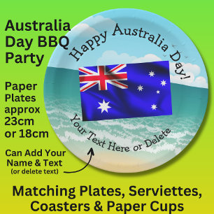 Bearbeiten Sie Text glücklich Australien Tag Flag Pappteller
