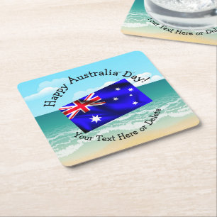 Bearbeiten Sie Text glücklich Australien Tag Flag  Rechteckiger Pappuntersetzer