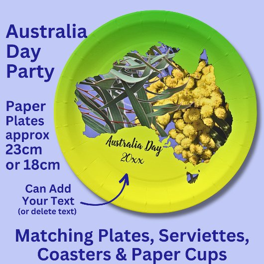 Bearbeiten Sie Text Jahr, Australien Day Gum Leaf Pappteller
