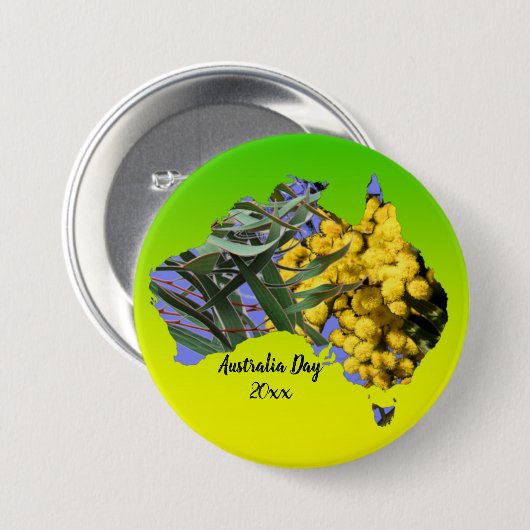 Bearbeiten Sie Text Year Australia Day Gum Leaf Wa Button (Vorne & Hinten)