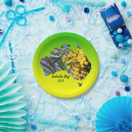 Bearbeiten Text Australia Day Gum Leaf Wattle 7" Pappteller (Party)