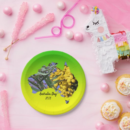 Bearbeiten Text Australia Day Gum Leaf Wattle 7" Pappteller (Party)