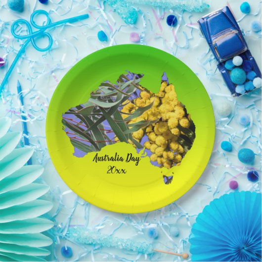 Bearbeiten Text Australia Day Gum Leaf Wattle 9" Pappteller (Party)