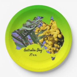 Bearbeiten Text Australia Day Gum Leaf Wattle 9" Pappteller