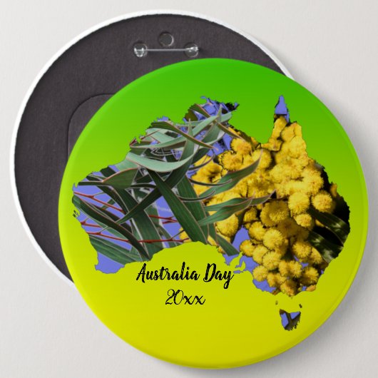 Bearbeiten Text Australia Day Gum Leaf Wattle Abze Button (Vorne & Hinten)