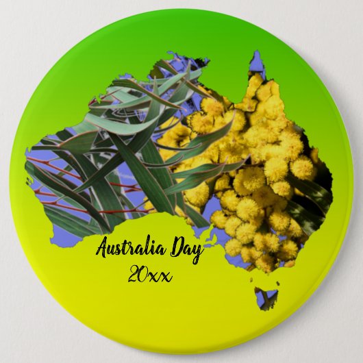 Bearbeiten Text Australia Day Gum Leaf Wattle Abze Button (Vorderseite)
