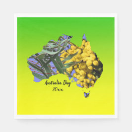 Bearbeiten Text Australia Day Gum Leaf Wattle Lunc Serviette