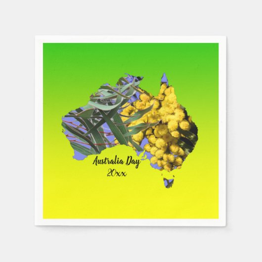 Bearbeiten Text Australia Day Gum Leaf Wattle Serviette (Vorderseite)