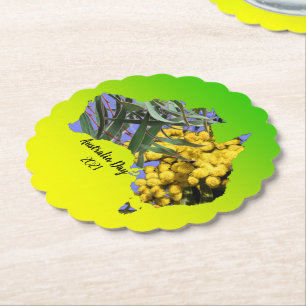 Bearbeiten Text Australia Day Gum Leaf Wattle Untersetzer