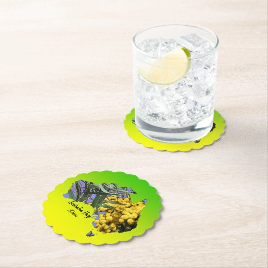 Bearbeiten Text Australia Day Gum Leaf Wattle Untersetzer (Vor Ort)