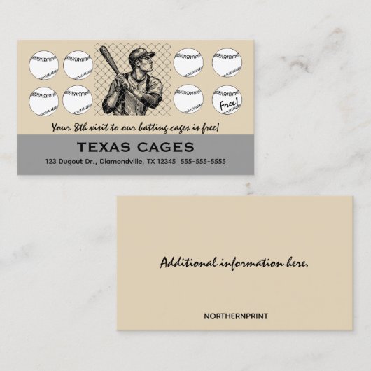 Bearbeiten von Baseball Batch Cages Loyalitätskart Treuekarte (Vorne/Hinten)