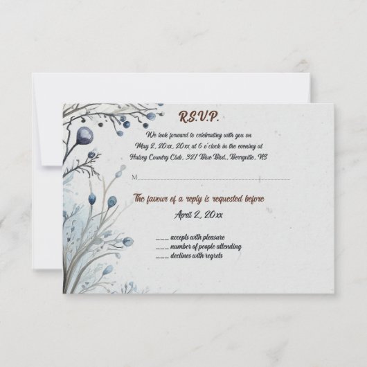 Bearbeiten von Berries auf Blue Response Card RSVP Karte (Vorderseite)