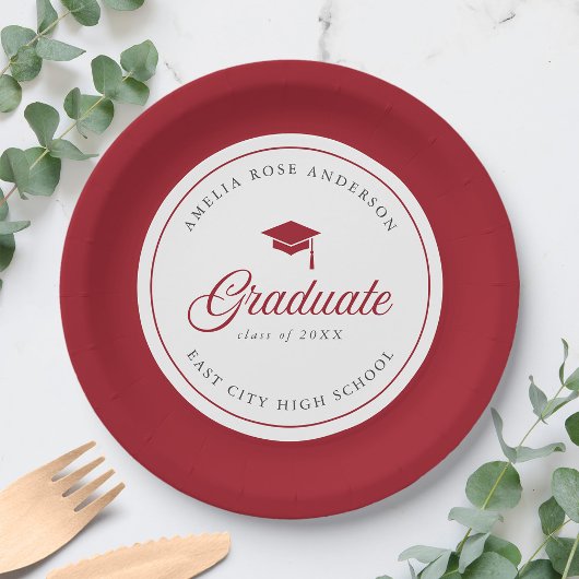 Bearbeiten von Color Mortarboard Script Graduate Pappteller