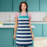 Bearbeiten von Farben mit weißen Streifen Name hin Schürze<br><div class="desc">Personalisierte Schürze mit einem weißen Streifen Muster mit einer bearbeitbaren Hintergrundfarbe, klicken Sie auf die Schaltfläche Anpassen, um den Zugriff zu erhalten. Um die blaue Farbe zu ändern, wählen Sie die Hintergrundfarbe aus und ändern die Farbe. Um die türkisfarbene Farbe zu ändern, wählen Sie die rechteckige Ebene und ändern Sie...</div>
