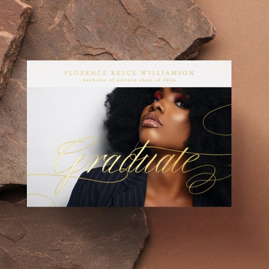 Bearbeiten von Foto Uni-Abschluss GOLD Folieneinladung