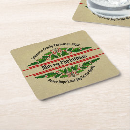 Bearbeiten von Namenstext-Matching Weihnachten Hol Rechteckiger Pappuntersetzer