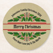 Bearbeiten von Namenstext-Matching Weihnachten Hol Runder Pappuntersetzer (Vorderseite)