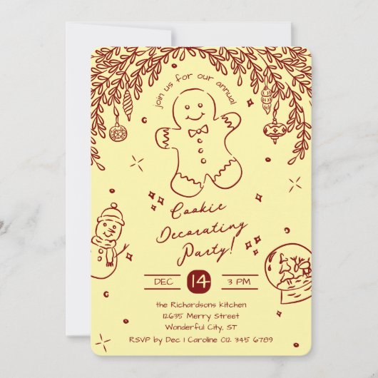 Bearbeiten von Party-Doodles durch bearbeitbare Fa Einladung (Vorderseite)