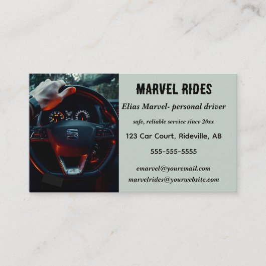 Bearbeiten von Personal Driver Visitenkarte (Vorderseite)