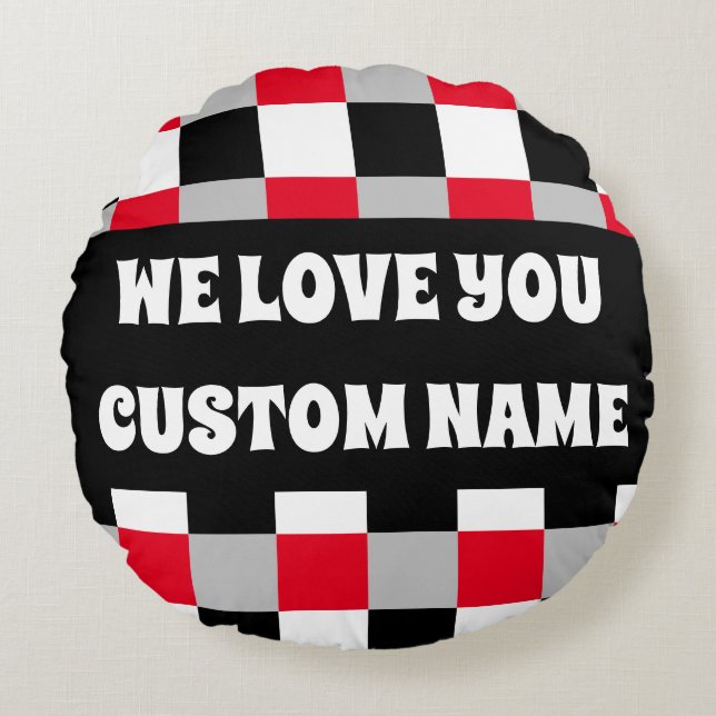 Bearbeiten von Prüfbrettmustern Rundes Kissen (Vorderseite)