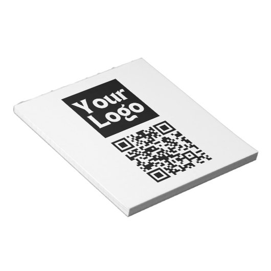 Bearbeiten von QR-Code und Ihr Firmenlogo oder -Im Notizblock (angewinkelt)