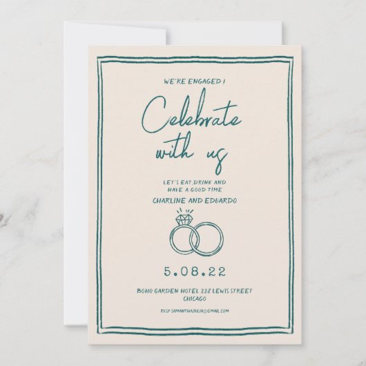 Bearbeiten von Retro Contemporary Verlobung Einladung (Vorderseite)