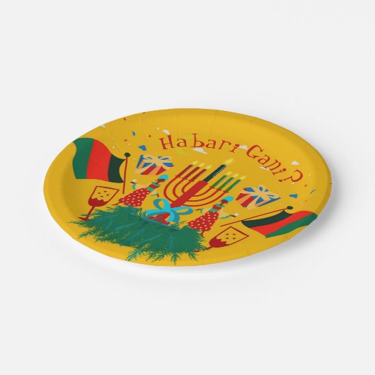 Bearbeiten von Text im Kwanzaa-Party 7" Pappteller (Schrägansicht)