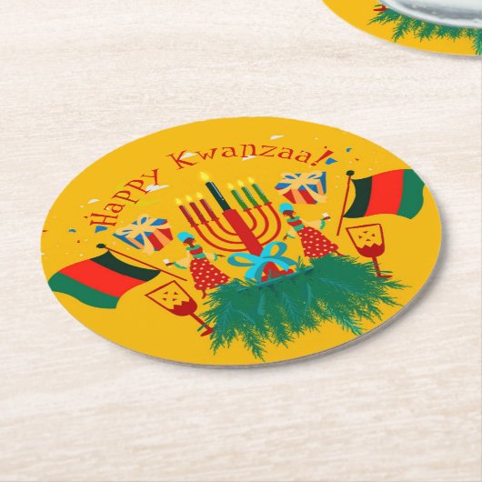 Bearbeiten von Text im Kwanzaa-Party Runder Pappuntersetzer (Angewinkelt)