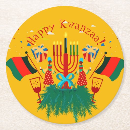 Bearbeiten von Text im Kwanzaa-Party Runder Pappuntersetzer (Vorderseite)