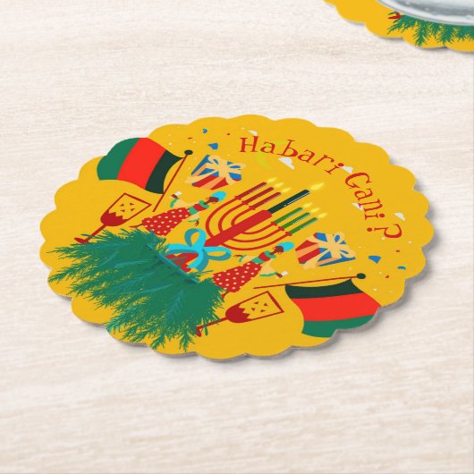 Bearbeiten von Text im Kwanzaa-Party Untersetzer (angewinkelt)