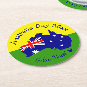Bearbeiten von Text Jahr Australien Tag Runder Pappuntersetzer