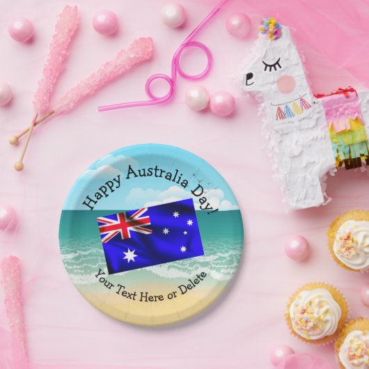 Bearbeiten von Text Matching Australia Day Flag Be Pappteller (Party)