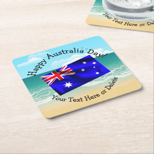 Bearbeiten von Text zum Australientag Rechteckiger Pappuntersetzer