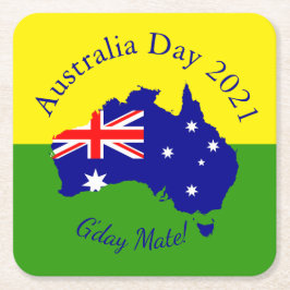 Bearbeiten von Text zum Australientag Rechteckiger Pappuntersetzer