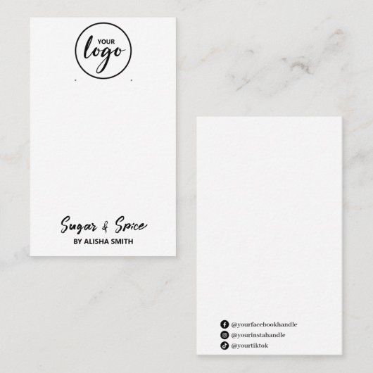 Bearbeiten von weißem Ohrring-Verpackungskarten fü Visitenkarte (Vorne/Hinten)