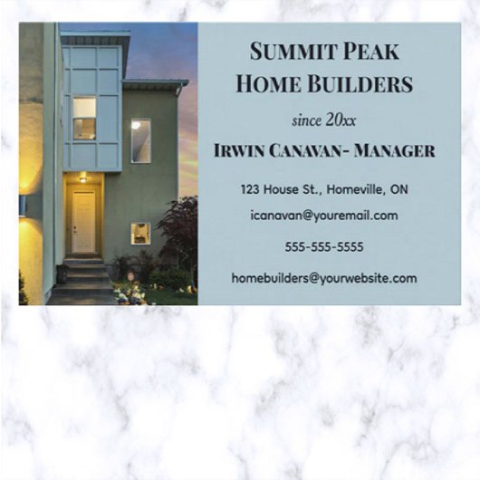 Bearbeiten von Zuhause-Buildern Visitenkarte