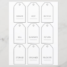 Bearbeiten von Zuhause Decluttering-Tag-Set