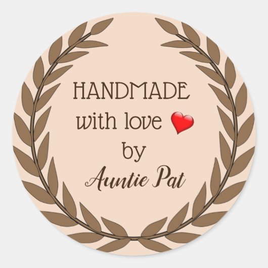 bearbeiteter brauner Leaf mit Liebe von Runder Aufkleber (Vorderseite)