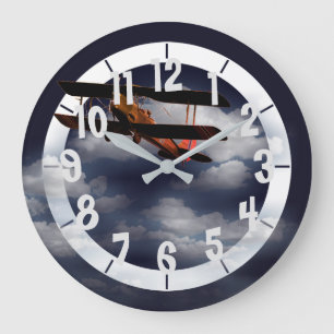 bearbeitetes Flugzeug Große Wanduhr