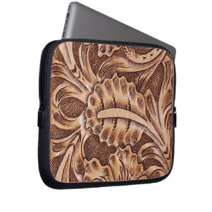 bearbeitetes Leder des Cowboy-Western-Landes Laptopschutzhülle