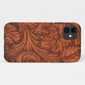bearbeitetes ledernes Art Blumeniphone Case-Mate iPhone Hülle (Rückseite (Horizontal))
