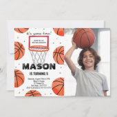 Bearbeitung Basketball Geburtstag Foto Einladung (Vorderseite)