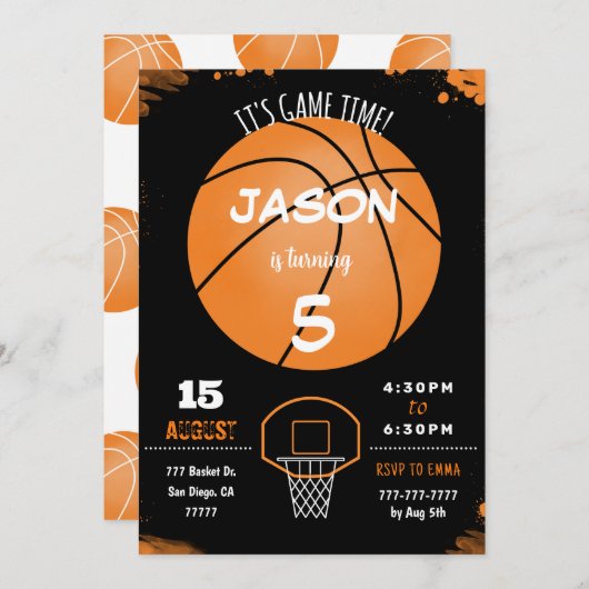 Bearbeitung des Basketballkorbs Einladung (Vorne/Hinten)