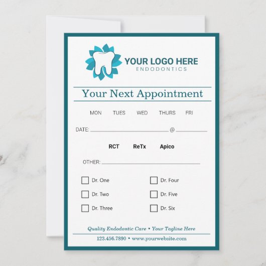 Bearbeitung von Endodontie beim nächsten Termin Einladung (Vorderseite)