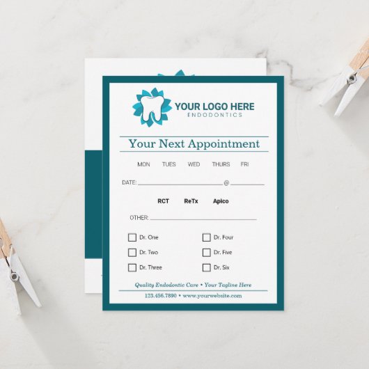 Bearbeitung von Endodontie beim nächsten Termin Einladung (Vorderseite/Rückseite Beispiel)