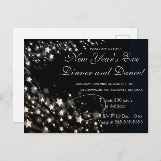 Bearbeitung von Gold Floating Stars Einladung (Vorne/Hinten)