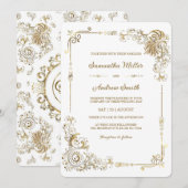 Bearbeitung von Gold und White Wedding Einladung (Vorne/Hinten)