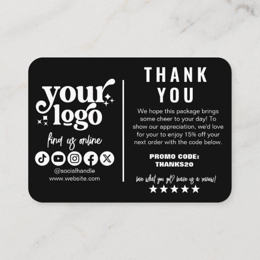 Bearbeitung von Logos Retro Schwarz-weiß danke Begleitkarte (Rückseite)