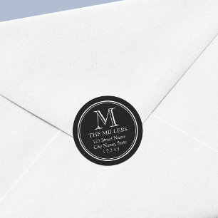 Bearbeitungsbare Hintergrundfarbname Monogramm-Adr Runder Aufkleber